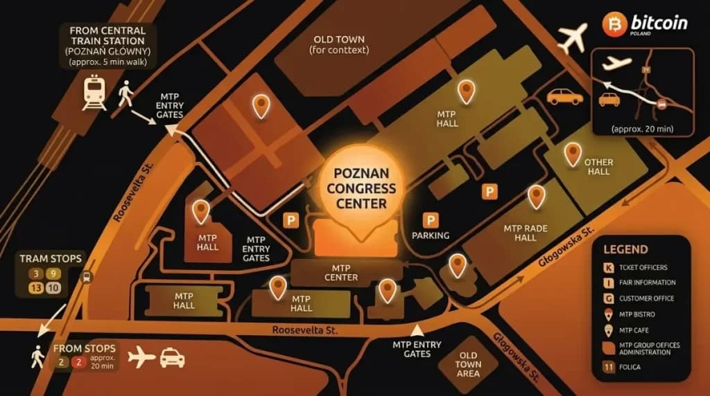 Map of the Poznań Congress Center venue and surrounding area